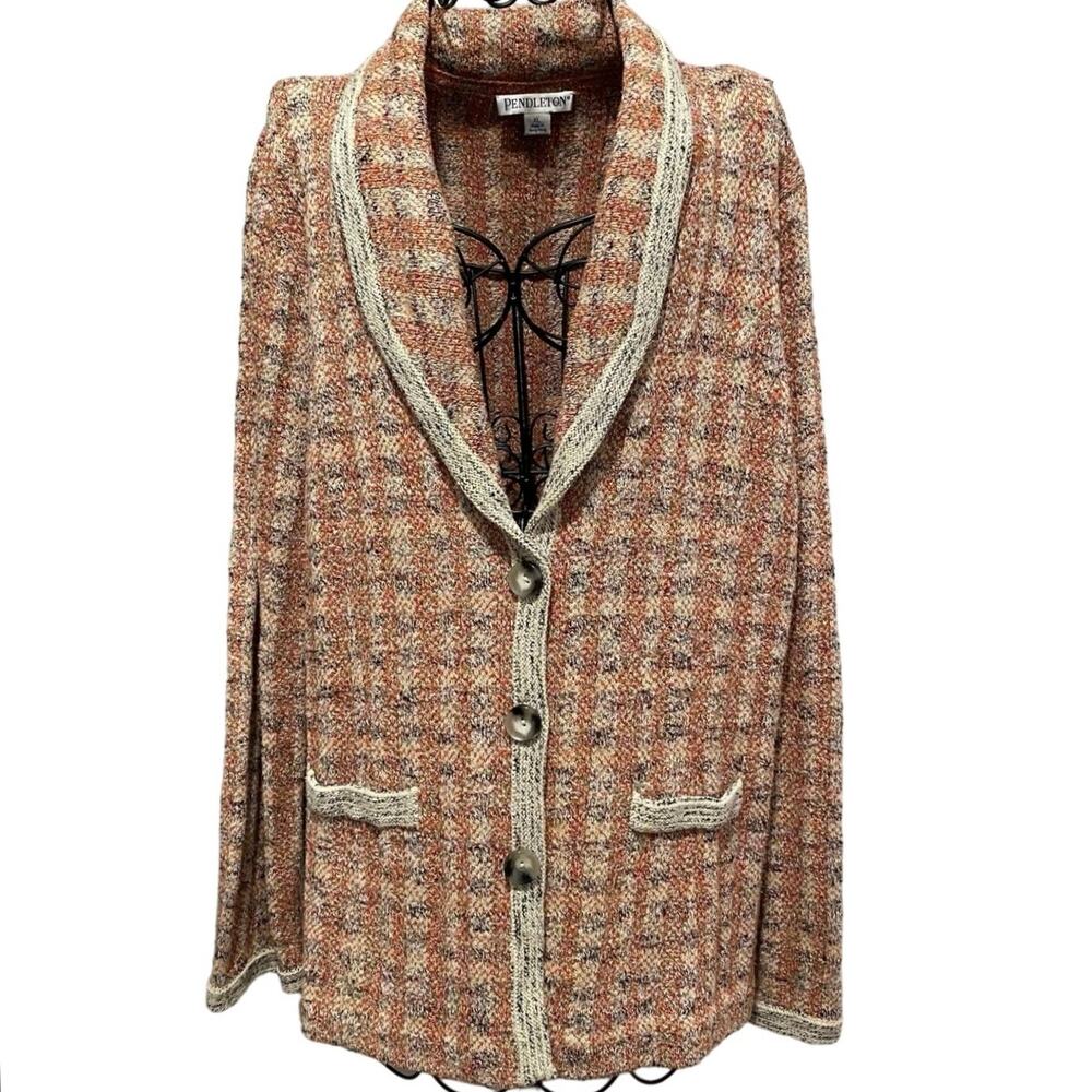 Pendleton Sweater Jacket Women’s Size Extra Large Peach and Cream Button Front